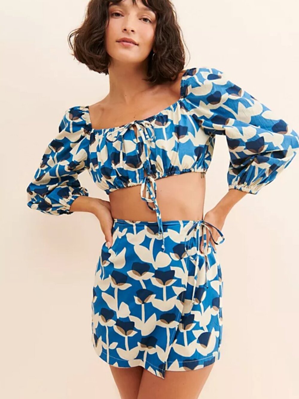 NWT RAHI Lisse Crop Top Boho Leaf Print Festival Blouse Size M Free People